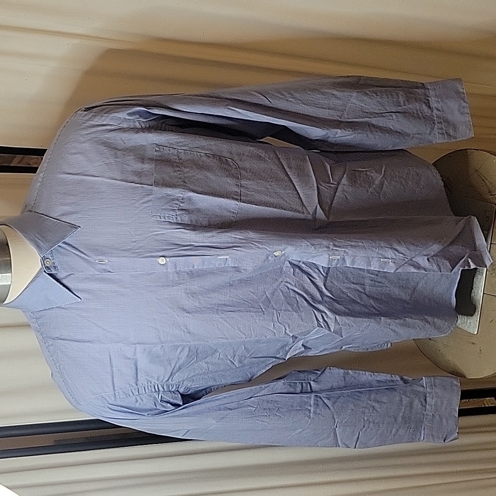 Lauren Ralph Lauren Blue‎ Checkered Shirt, Men's Size 16.5-6/7 100% Cotton